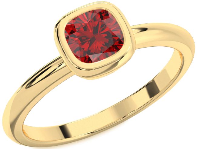 Ruby Gold Cushion Solitaire Engagement Ring