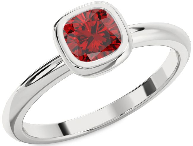 Ruby Platinum Cushion Solitaire Engagement Ring