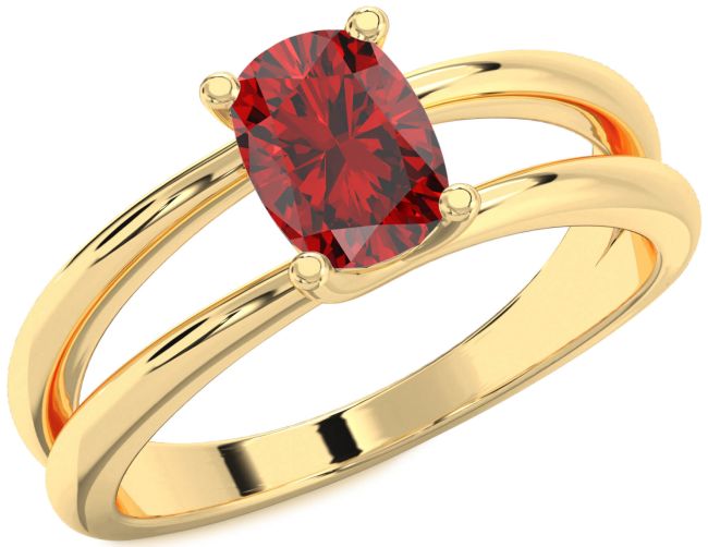 Ruby Gold Cushion Solitaire Engagement Ring