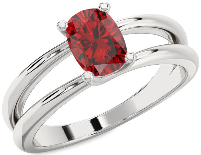 Ruby Platinum Cushion Solitaire Engagement Ring