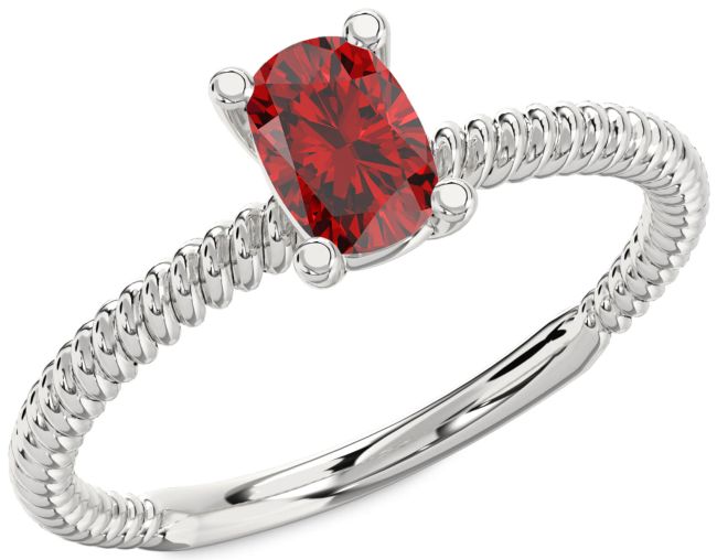 Ruby Platinum Cushion Solitaire Engagement Ring