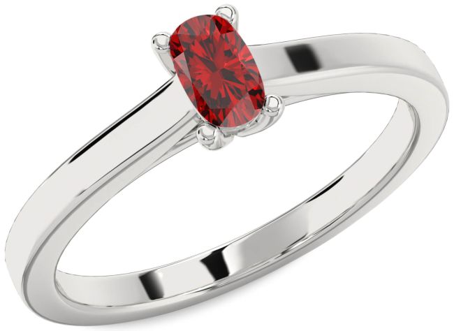 Ruby Platinum Cushion Solitaire Engagement Ring