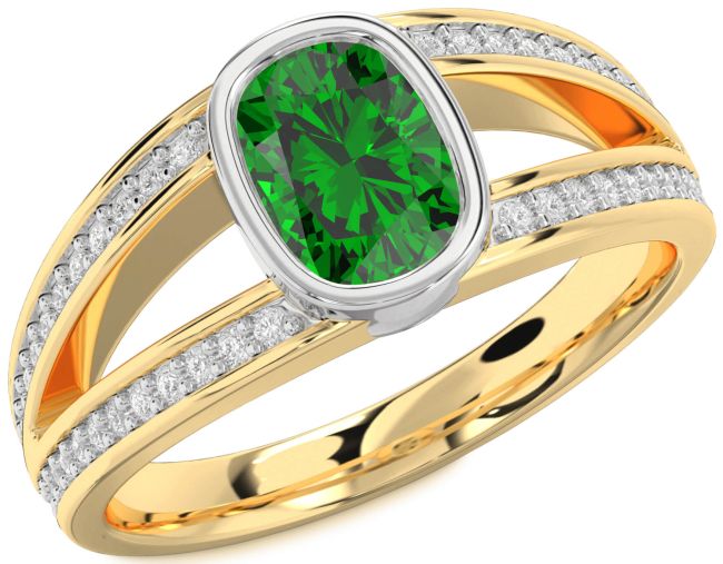 Diamond Emerald Gold Silver Cushion Rectangular Solitaire Pave Engagement Ring