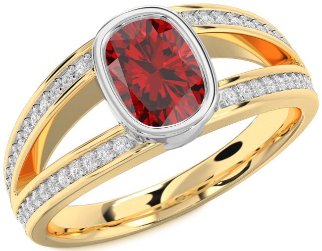 Diamond Ruby Gold Silver Cushion Rectangular Solitaire Pave Engagement Ring