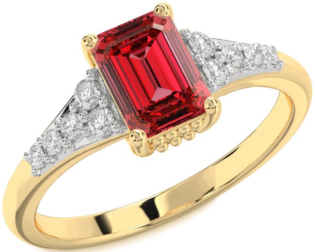 Diamond Ruby Gold Silver Ruby Cut Engagement Ring