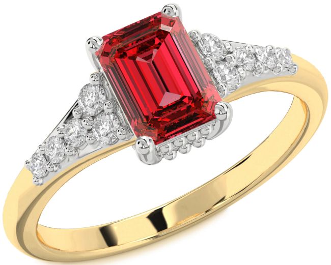 Diamond Ruby Gold Silver Ruby Cut Engagement Ring