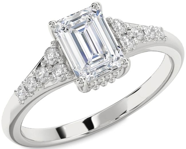 Diamond Silver Cut Engagement Ring