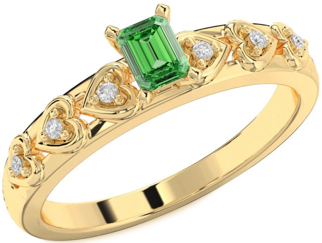 Diamond Emerald Gold Silver Heart Promise Ring