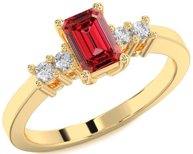 Diamond Ruby Gold Ruby Cut Engagement Ring