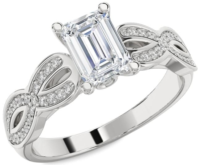 Diamond Platinum Infinity Cut Solitaire Pave Engagement Ring
