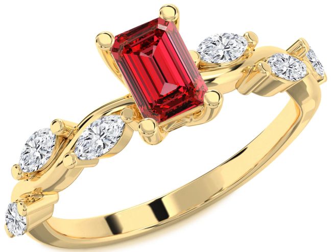 Diamond Ruby Gold Ruby Cut Engagement Ring