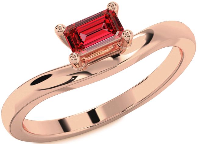 Ruby Rose Gold Silver Ruby Cut Solitaire Engagement Ring
