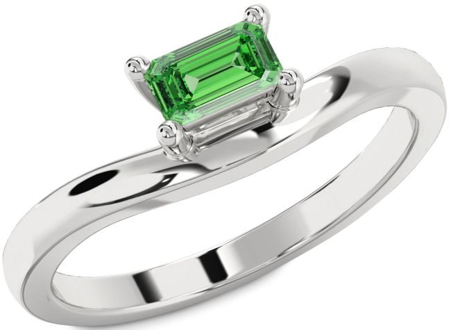 Emerald Platinum Emerald Cut Solitaire Engagement Ring