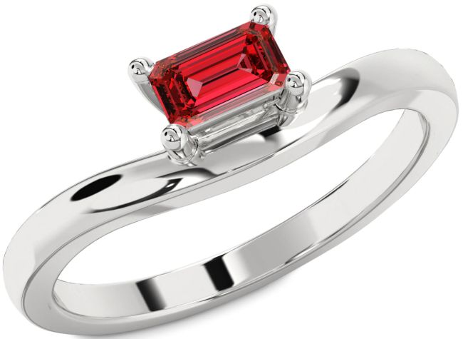 Ruby Platinum Ruby Cut Solitaire Engagement Ring
