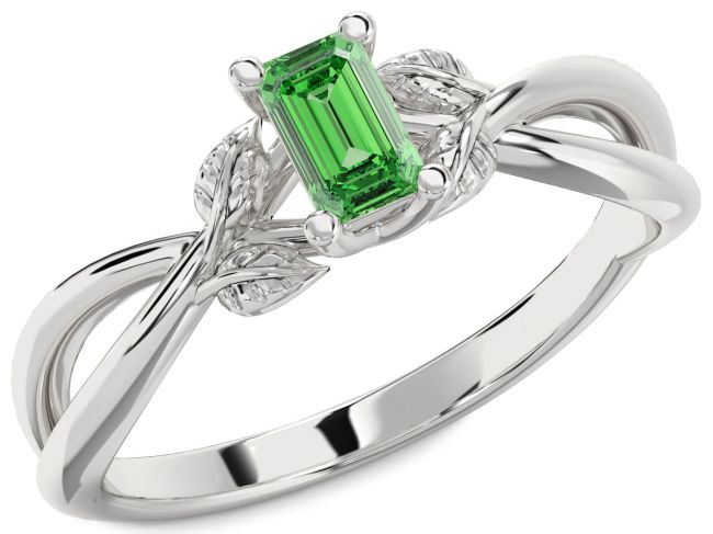 Emerald Platinum Emerald Cut Solitaire Engagement Ring