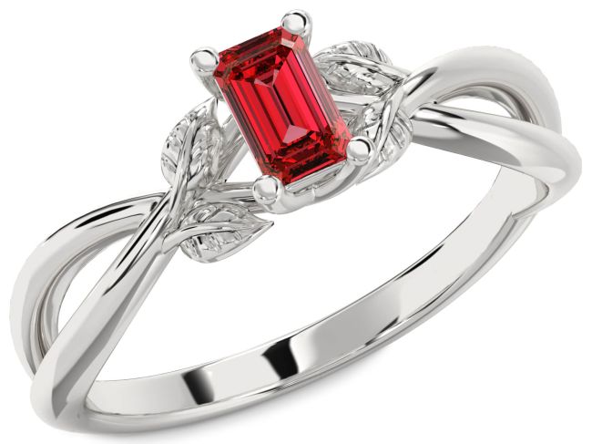 Ruby Platinum Ruby Cut Solitaire Engagement Ring