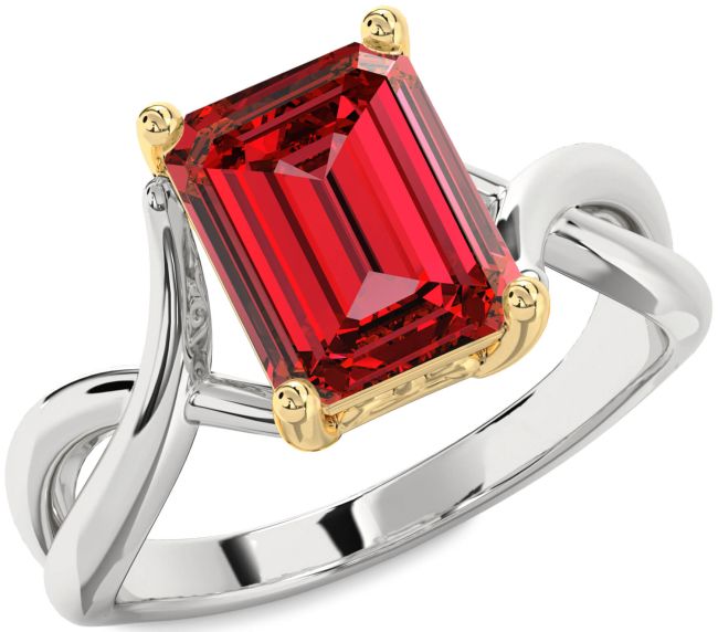 Ruby Gold Silver Ruby Cut Vintage Engagement Ring