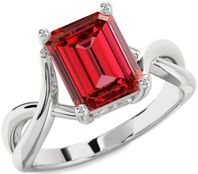 Ruby Silver Ruby Cut Vintage Engagement Ring