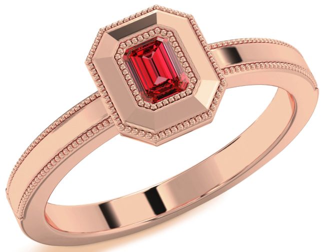 Ruby Rose Gold Silver Ruby Cut Promise Ring