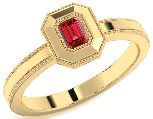 Ruby Gold Silver Ruby Cut Promise Ring