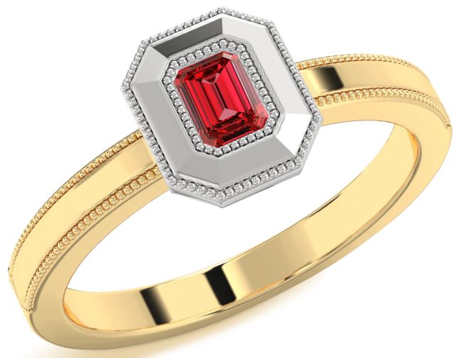 Ruby Gold Silver Ruby Cut Promise Ring