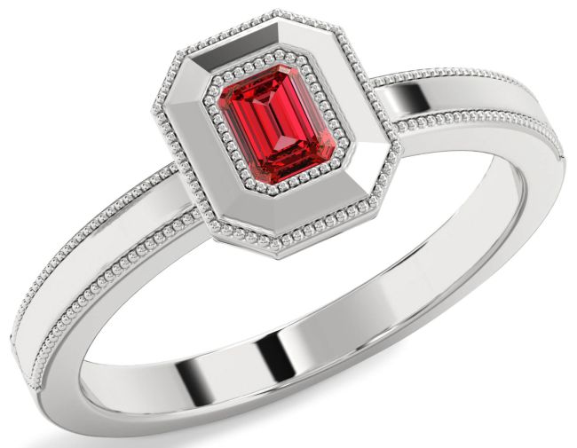 Ruby Silver Ruby Cut Promise Ring