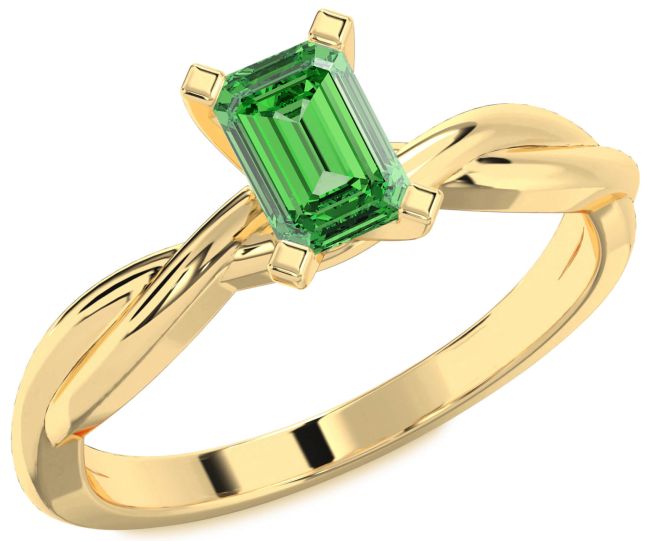 Emerald Gold Emerald Cut Solitaire Engagement Ring