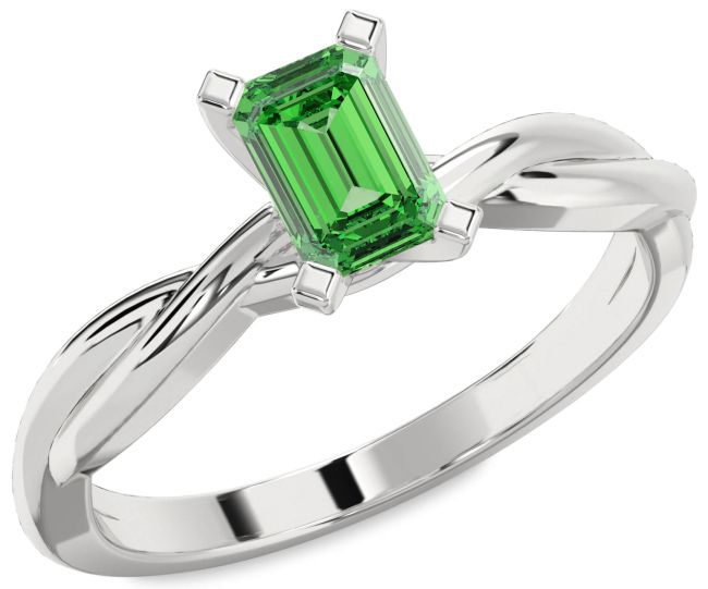 Emerald Platinum Emerald Cut Solitaire Engagement Ring