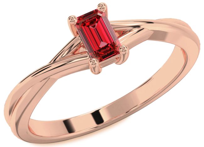 Ruby Rose Gold Ruby Cut Solitaire Engagement Ring