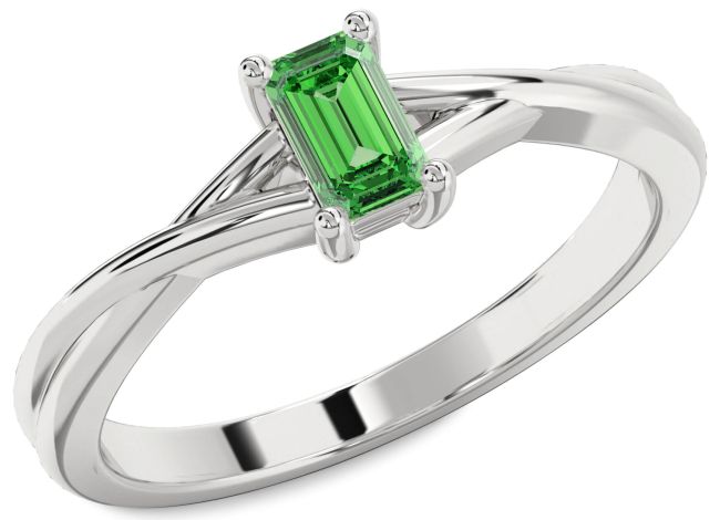 Emerald Platinum Emerald Cut Solitaire Engagement Ring