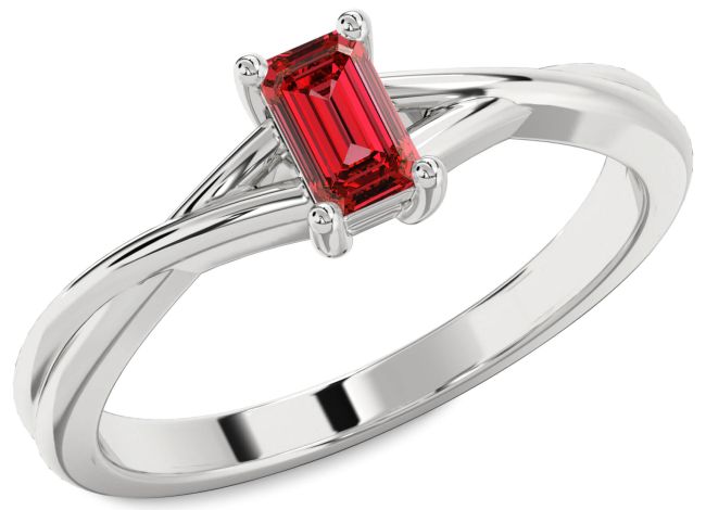 Ruby Platinum Ruby Cut Solitaire Engagement Ring