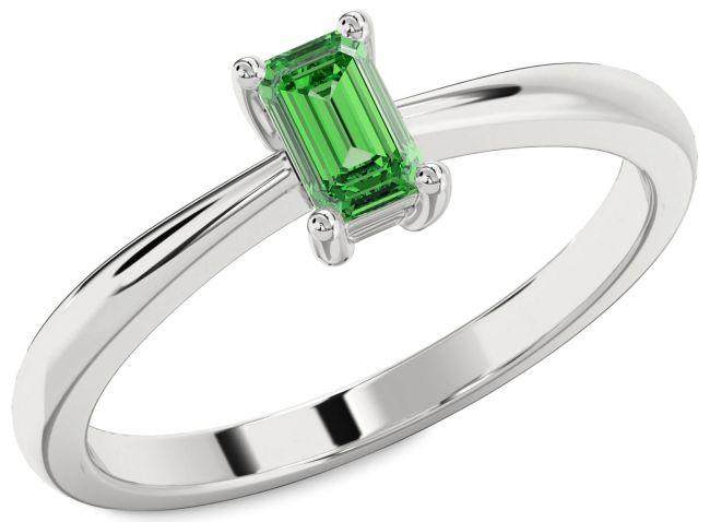 Emerald Platinum Emerald Cut Solitaire Engagement Ring