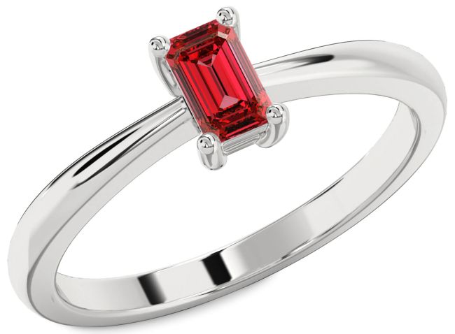 Ruby Platinum Ruby Cut Solitaire Engagement Ring