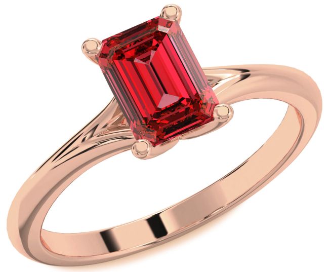 Ruby Rose Gold Ruby Cut Solitaire Engagement Ring