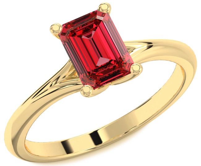 Ruby Gold Ruby Cut Solitaire Engagement Ring