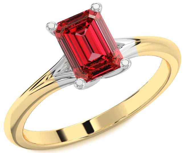 Ruby Platinum & Yellow Gold Ruby Cut Solitaire Engagement Ring