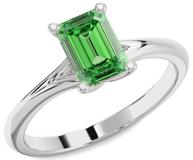 Emerald Platinum Emerald Cut Solitaire Engagement Ring