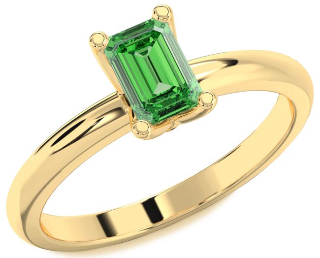 Emerald Gold Emerald Cut Solitaire Engagement Ring
