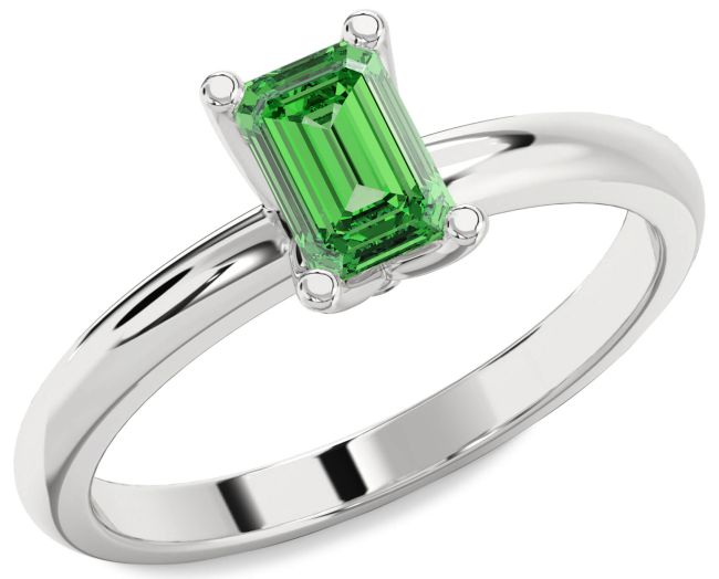 Emerald Platinum Emerald Cut Solitaire Engagement Ring