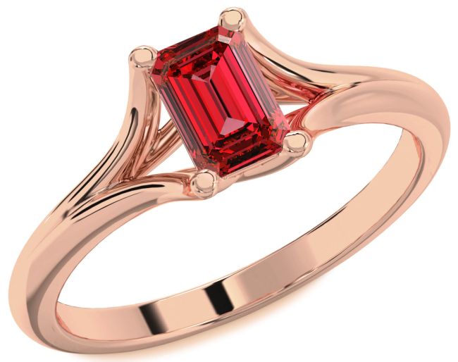 Ruby Rose Gold Ruby Cut Solitaire Engagement Ring
