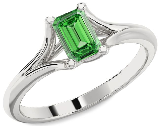 Emerald Platinum Emerald Cut Solitaire Engagement Ring