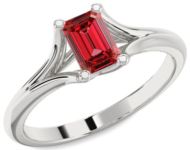 Ruby Platinum Ruby Cut Solitaire Engagement Ring
