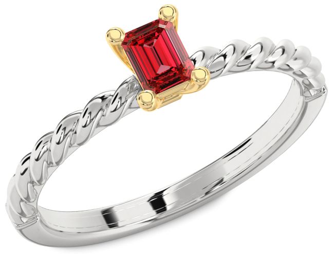Ruby Gold Silver Ruby Cut Promise Ring