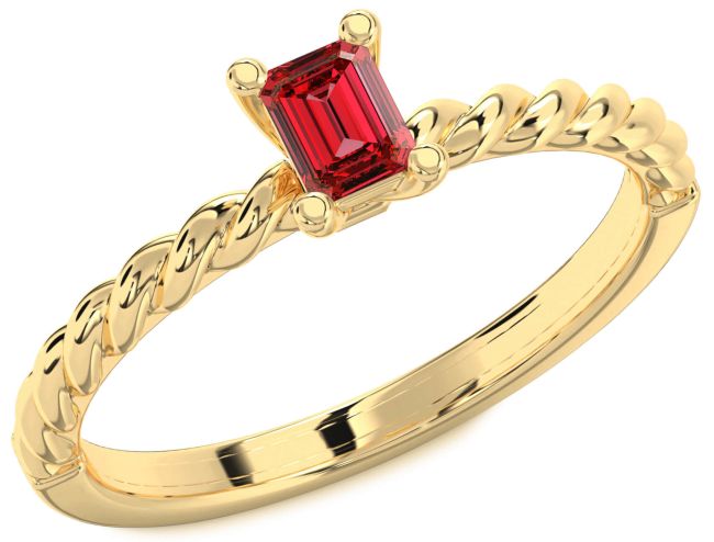 Ruby Gold Silver Ruby Cut Promise Ring