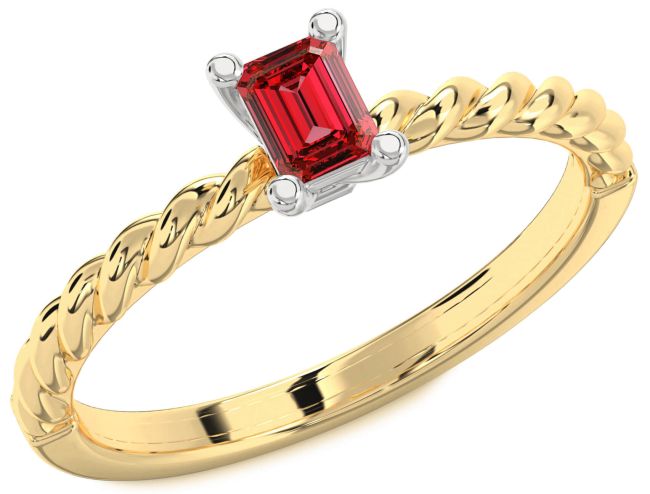 Ruby Platinum & Yellow Gold Ruby Cut Promise Ring