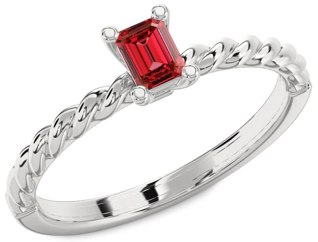 Ruby Platinum Ruby Cut Promise Ring