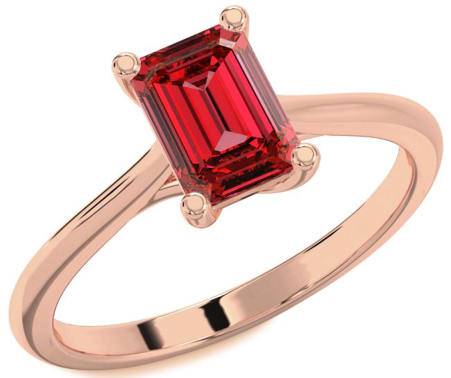 Ruby Rose Gold Ruby Cut Solitaire Engagement Ring