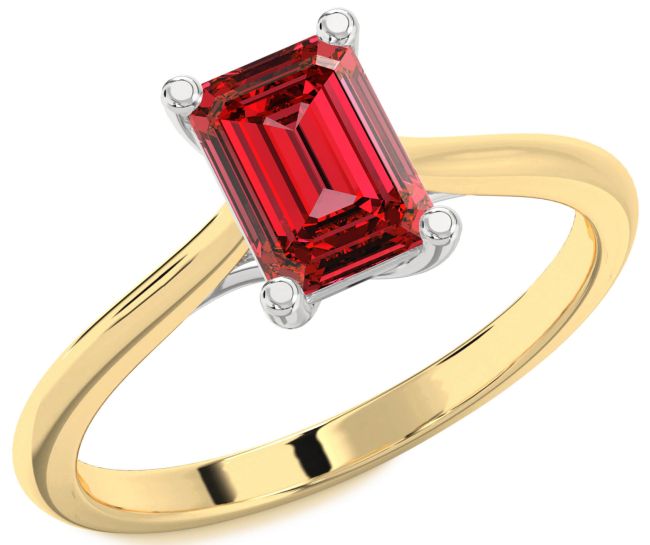 Ruby Platinum & Yellow Gold Ruby Cut Solitaire Engagement Ring