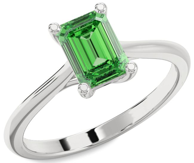 Emerald Platinum Emerald Cut Solitaire Engagement Ring