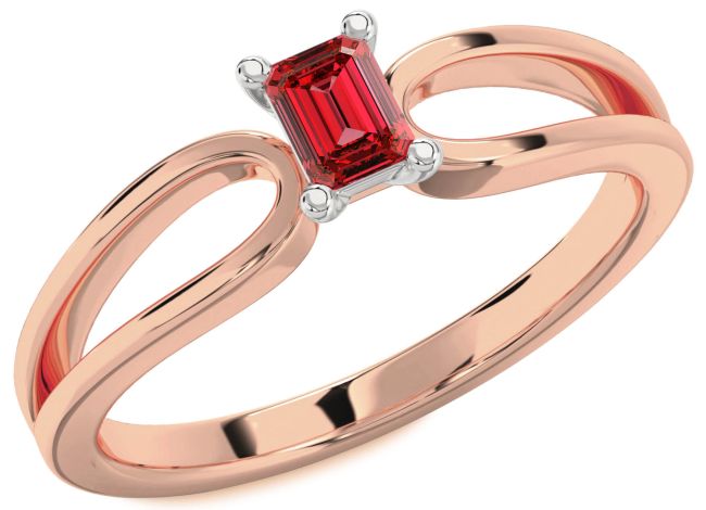 Ruby Rose Gold Silver Ruby Cut Promise Ring